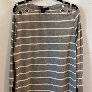 Peck & Peck Gray and White Striped Long sleeve Shirt. XL